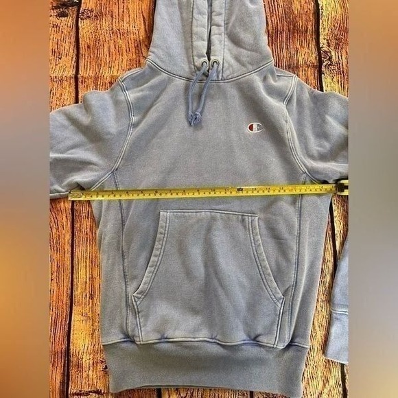 Vintage Champion Reverse Weave Hoodie Women's  XS Blue Sweatshirt Logo C Sweater - Picture 10 of 12